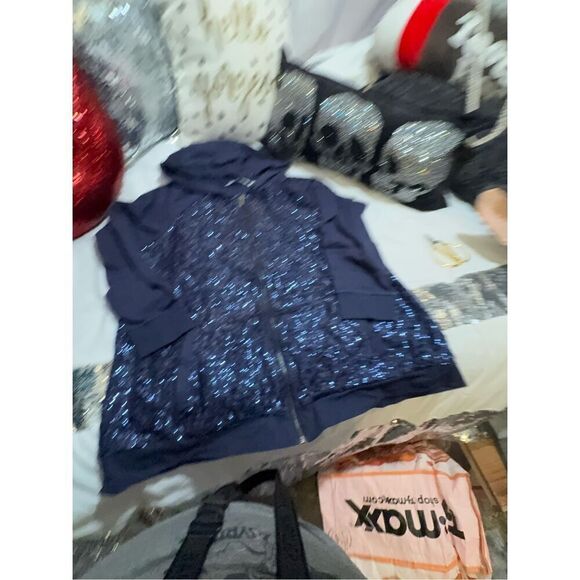 Isaac mizhari live blue sequin  logo  full Zip-up Hoodie plus 1xl - Picture 2 of 8